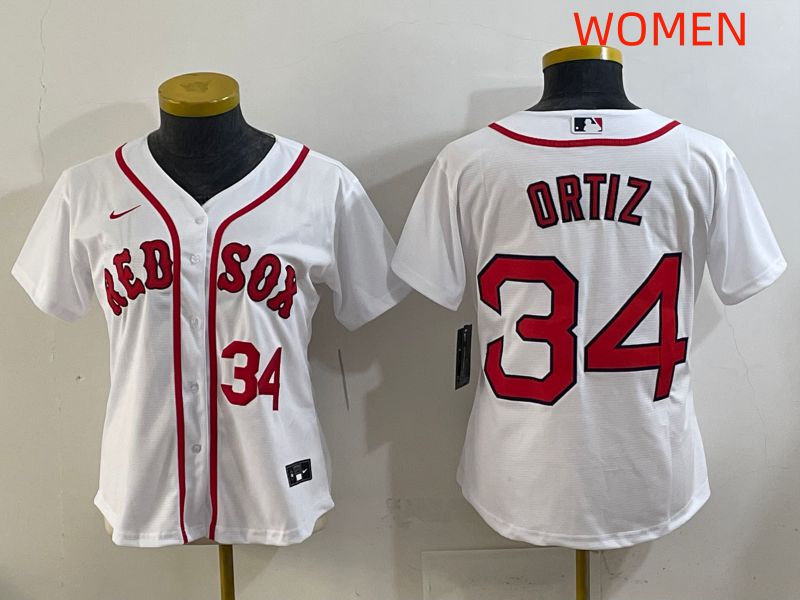 Women 2025 Boston Red Sox #34 Ortiz White Game Nike MLB Jersey style 4